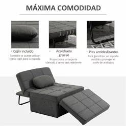 HOMCOM 3 En 1 Sofá Cama Individual Tapizada En Lino Sillón Reclinable En 5 Posiciones Convertible Reposapiés Con Reposacabezas Para Salón Carga 200 Kg 95x189x43 Cm Gris 15 HOMCOM 3 En 1 Sofá Cama Individual Tapizada En Lino Sillón Reclinable En 5 Posiciones Convertible Reposapiés Con Reposacabezas Para Salón Carga 200 Kg 95x189x43 Cm Gris -Conforama Tienda de ventas 93b08c692896b2cbd7eaaa2150d3ec87a4c16439 7119f976d5334051b4af8a25d9a4ca9b