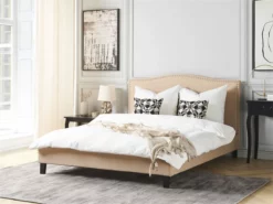 Cama Con Somier De Poliéster Beige/negro 180 X 200 Cm MONTPELLIER