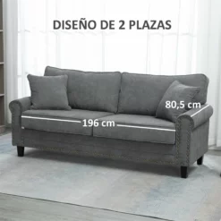 HOMCOM Sofá De 2 Plazas Sofá De Salón Moderno Tapizado En Poliéster Con 2 Cojines Ribete De Cabeza De Clavo Y Patas De Madera De Caucho 196x80,5x89 Cm Gris 10 HOMCOM Sofá De 2 Plazas Sofá De Salón Moderno Tapizado En Poliéster Con 2 Cojines Ribete De Cabeza De Clavo Y Patas De Madera De Caucho 196x80,5x89 Cm Gris -Conforama Tienda de ventas 96c2ac2dfa0eb8a90669e614283755ab9a6dc529 e7fca03a2ead429f8b1ad490873a1d14