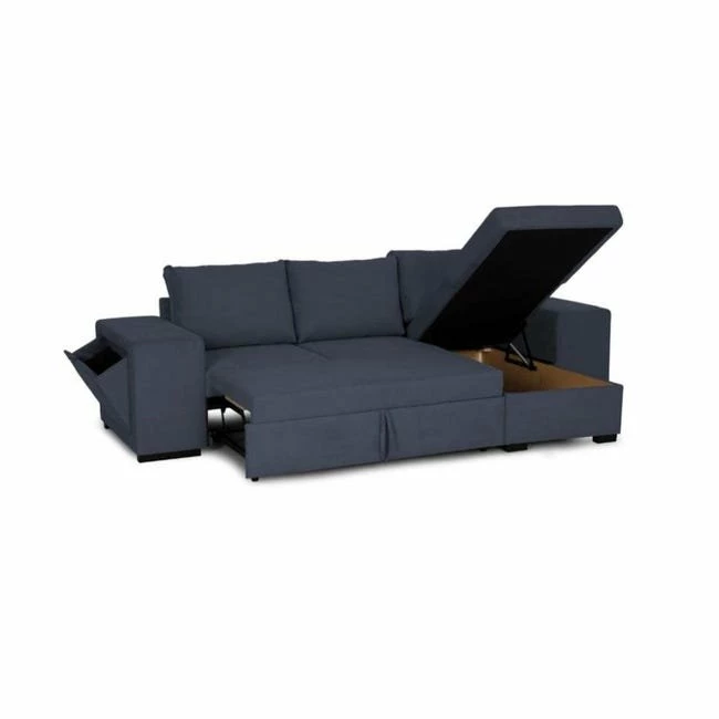 BUDWING Juan - Sofá Convertible Rinconera Reversible - Almacenamiento, Puf Y Estantería - Azul - 3 Plazas - Estilo Contemporáneo 3 BUDWING Juan - Sofá Convertible Rinconera Reversible - Almacenamiento, Puf Y Estantería - Azul - 3 Plazas - Estilo Contemporáneo - Imagen 3