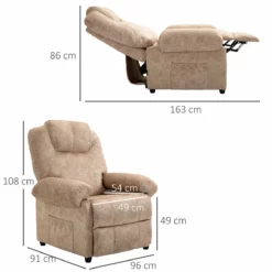 HOMCOM Sillón Relax Reclinable Manual Tapizado En Terciopelo Acolchado Con Reposapiés Retráctil Y Bolsillos Laterales Para Salón Oficina Dormitorio 96x91x108 Cm Beige -Conforama Tienda de ventas 977f7b14c8bdfa3455e898a0b78ca8cd4f7f1d34 dc50502807ca4b6e92630fbeabcae12d