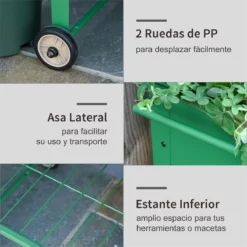 Outsunny Huerto Urbano Jardinera Elevada De Metal Cama De Jardín Con Ruedas Asa Lateral Y Estante Inferior Para Cultivo Plantas Hortalizas Flores 104x39x80 Cm Verde -Conforama Tienda de ventas 984f56106596a4aebf72d7907a5dfd43105e45b9 dab7e4143d2e468091b7071a10577829