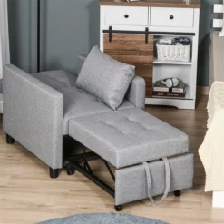 HOMCOM Sofá Cama Individual Sillón Con Respaldo Reclinable Cojín Desenfundable Asiento Acolchado Y 4 Ruedas 69x77x84 Cm Gris -Conforama Tienda de ventas 98c71ade52ae73b173fe645331bd2ba299139b69 ad724181c93f499eb08ef3c992709110