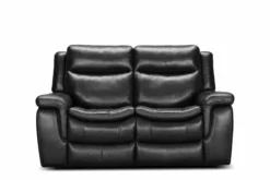 Sofá Relax 2 Plazas De Piel EDWARD Color Negro