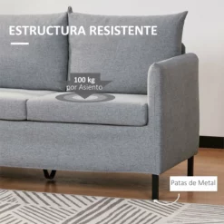 HOMCOM Sofá De 2 Plazas Tapizado En Lino Sintético Sillón Biplaza De Salón Con Cojines Acolchados Desenfundables Reposabrazos Y Patas De Acero 130x67x76,5 Cm Gris -Conforama Tienda de ventas 997f85d1cc103c07e03c1eecec0c4a2e65c8c531 6e6ff9ef657443fdb25a1b0647bab359