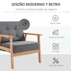 HOMCOM Butaca De Salón Moderno Sillón Individual Tapizado En Lino Con Asiento Acolchado Y Marco De Madera Para Oficina Dormitorio Carga 200 Kg 70x64,5x74 Cm Gris 9 HOMCOM Butaca De Salón Moderno Sillón Individual Tapizado En Lino Con Asiento Acolchado Y Marco De Madera Para Oficina Dormitorio Carga 200 Kg 70x64,5x74 Cm Gris -Conforama Tienda de ventas 99ce72adf7b9208e703c48593f71022cb01550c9 1837167cfebd46aa9327c8be69b6a498