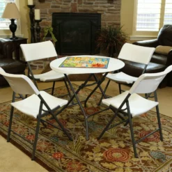 Mesa Auxiliar Plegable Redonda Blanco LIFETIME Ø84 X 74 Cm -Conforama Tienda de ventas 9ac9180a1a20b5900d9e48838e383ebf4bb90963 ba371113d261462a84c83ca9fcc6b741