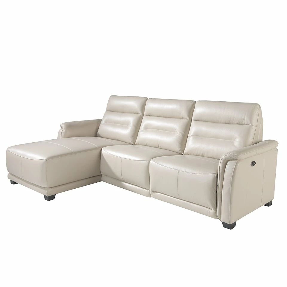 Sofá Chaise Longue (L) Tapizado En Piel De Origen Vacuno Color Gris Taupe Con Mecanismo Relax Eléctrico En Un Asiento. Patas De PVC Efecto Wengué. 1 Sofá Chaise Longue (L) Tapizado En Piel De Origen Vacuno Color Gris Taupe Con Mecanismo Relax Eléctrico En Un Asiento. Patas De PVC Efecto Wengué.