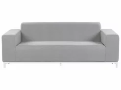 Sofá 3 Plazas De Poliéster Gris Claro/blanco ROVIGO