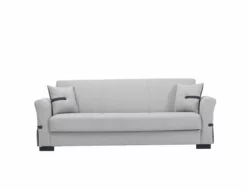 Sofá Cama De 3 Plazas STELA Color Gris Claro Incluye 2 Cojines Decorativos De Color Antracita