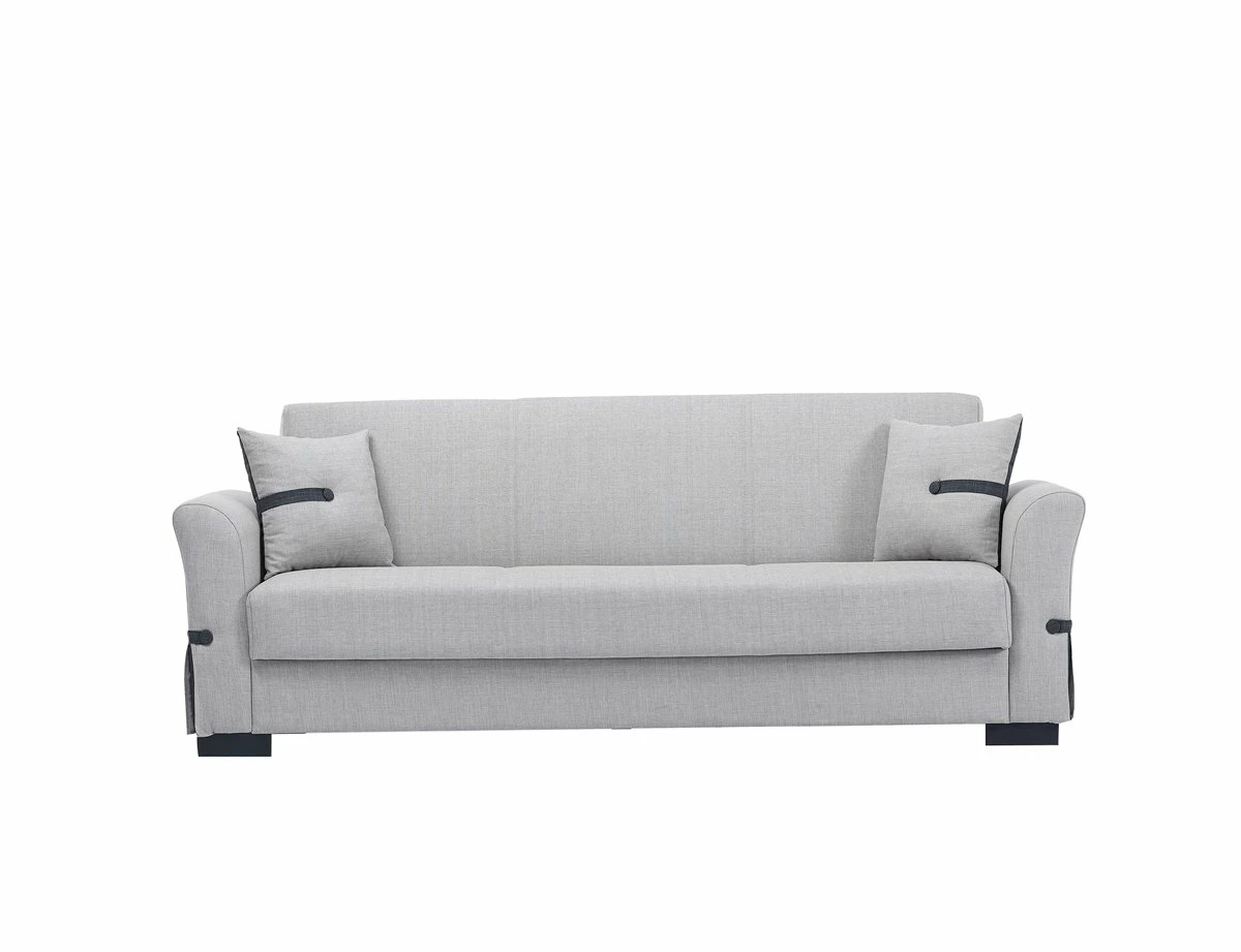 Sofá Cama De 3 Plazas STELA Color Gris Claro Incluye 2 Cojines Decorativos De Color Antracita 1 Sofá Cama De 3 Plazas STELA Color Gris Claro Incluye 2 Cojines Decorativos De Color Antracita
