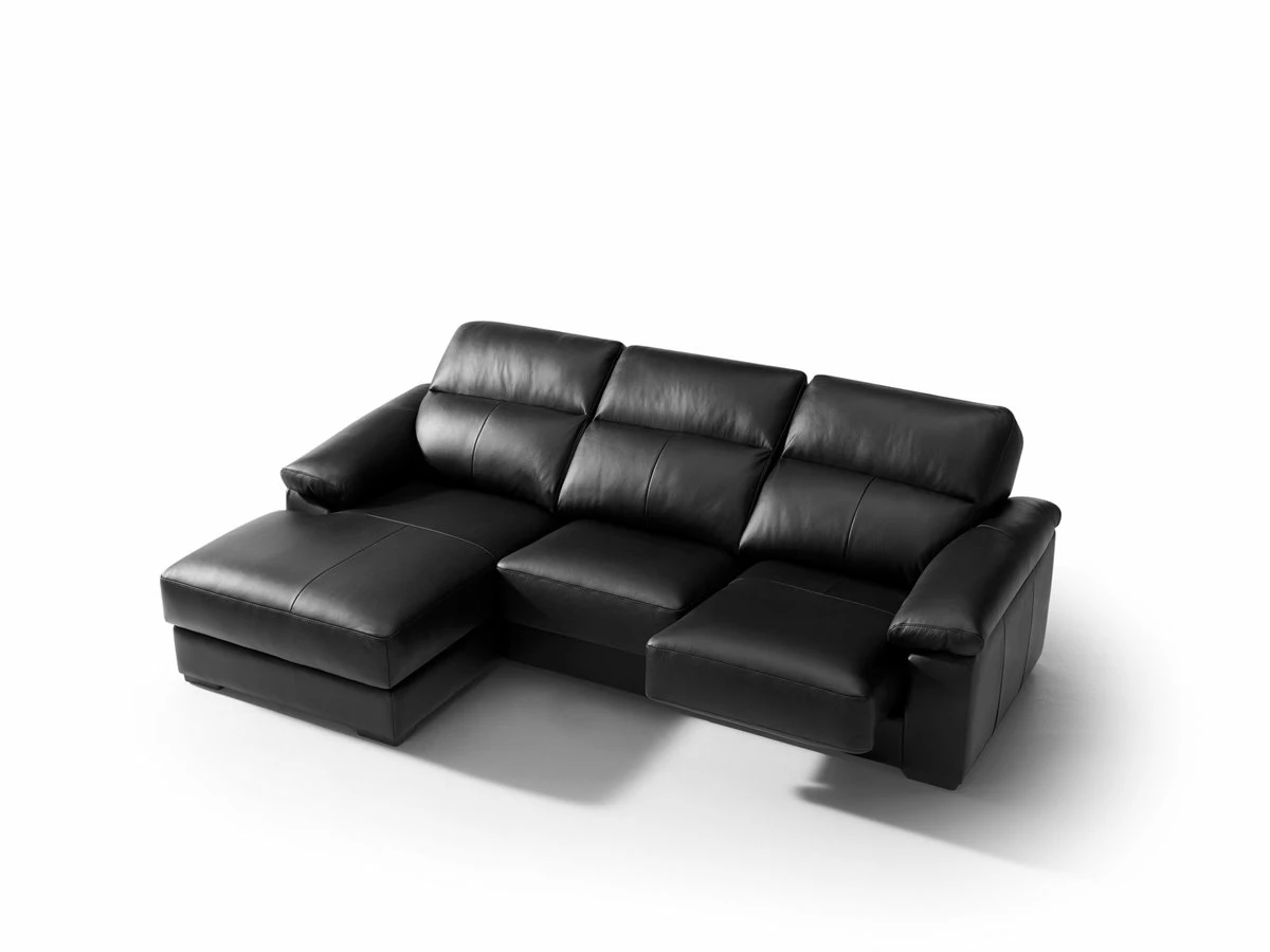 Chaise LonguePiel WILLY Izquierda Negro 3 Chaise LonguePiel WILLY Izquierda Negro - Imagen 3