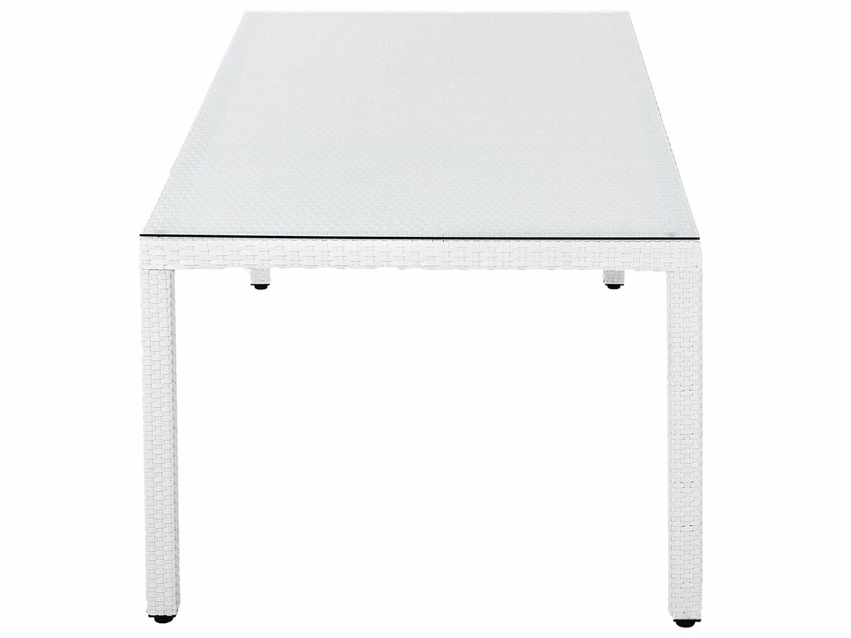 Mesa De Jardín De Ratán Blanco 220 X 100 Cm ITALY 5 Mesa De Jardín De Ratán Blanco 220 X 100 Cm ITALY - Imagen 5