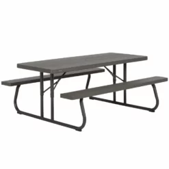 Mesa Con Bancos Plegable Ultrarresistente Marrón LIFETIME 183x76x74 Cm UV100