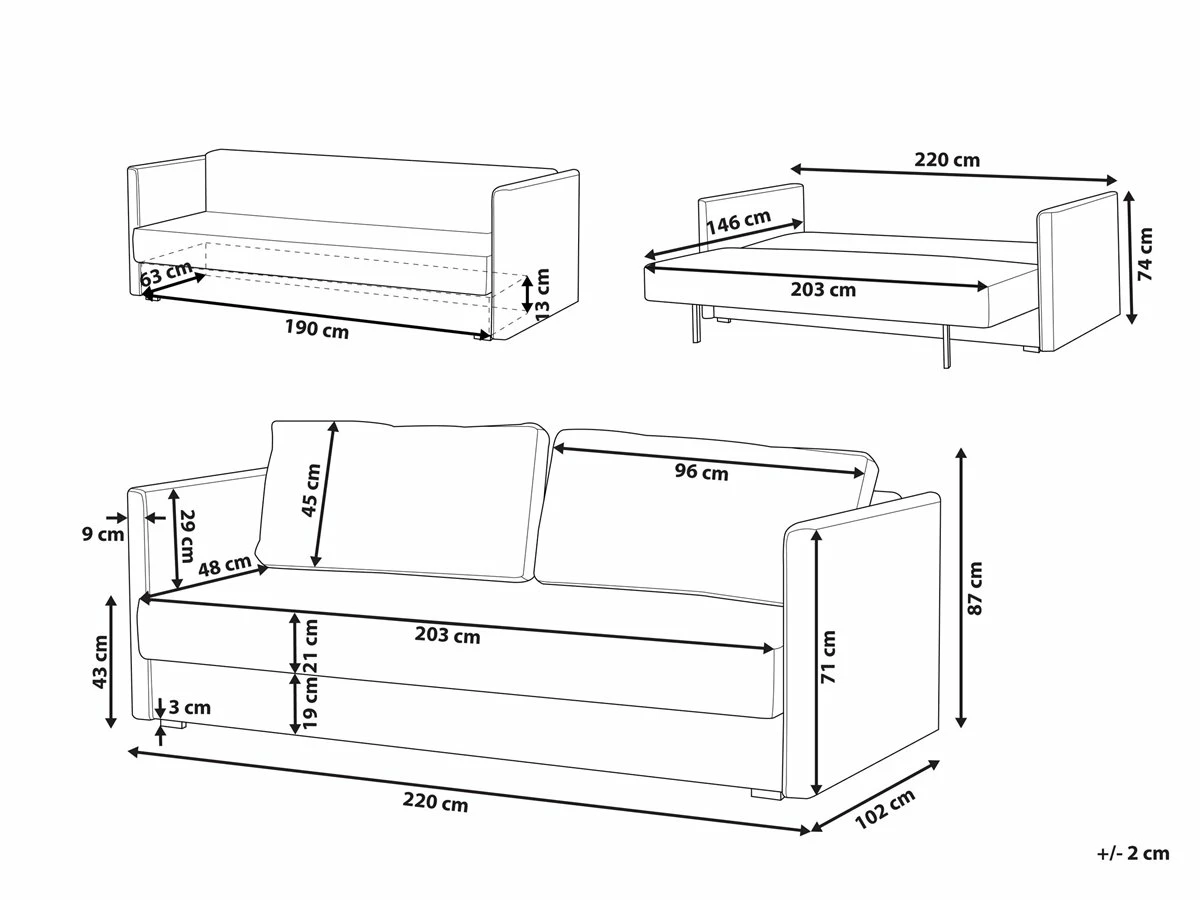 Sofá Cama 3 Plazas De Terciopelo Verde Esmeralda EKSJO 3 Sofá Cama 3 Plazas De Terciopelo Verde Esmeralda EKSJO - Imagen 3