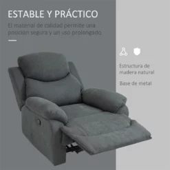 HOMCOM Butaca Tapizada Ergonómica Sillón Reclinable Manualmente 150 Grados Con Reposabrazos Y Reposapiés Acolchado Grueso De Esponja Soporta Hasta 150 Kg 97x96x105,5 Cm Gris -Conforama Tienda de ventas 9f400500d0d9723f8464d931cc4af77d99fe417f d59118c9152c42908e43987e9c4d4bf4