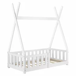 Cama Infantil Helsingborg Con Colchón Y Reja De Seguridad - Estructura Tipi - Pino 140x70 Cm - Blanco Mate [en.casa] -Conforama Tienda de ventas a0480e44981d7b45b4303d496dce60feb91b02d1 de2fec66583444fe81706a80e621b18e