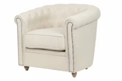 Butaca Lino Beige Capitone Tachuelas 80x80x72 Cm