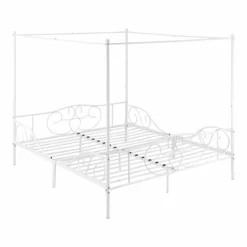Cama Con Baldaquín Finström Marco Alto Con 4 Esquinas Acero 180 X 200 Cm -Blanco Mate [en.casa] -Conforama Tienda de ventas a19ad5b5f31eea3ad66c18bce9c51158a9a6b780 d4f72d3e6fc0432098300aff00cd6854