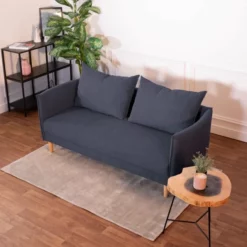 BUDWING Melanie - Sofá Recto - Azul - 3 Plazas - Estilo Vintage - Patas Altas Y Cojines Libres -Conforama Tienda de ventas a1efb4c93f9ddc5ac5b834ad201dfbb35542fae0 4f7a099c9aae4e6b95b2d6ae5f6c2798