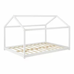 Cama Para Niños Cerro En Forma De Casa Madera Pino 120 X 200 Cm - Blanco [en.casa]