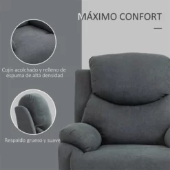 HOMCOM Butaca Tapizada Ergonómica Sillón Reclinable Manualmente 150 Grados Con Reposabrazos Y Reposapiés Acolchado Grueso De Esponja Soporta Hasta 150 Kg 97x96x105,5 Cm Gris -Conforama Tienda de ventas a4ce6afa26792115ee6f7bdc225d9e42b00bdd37 92ec37b68a4c4bde8f5bab33b2f57dec