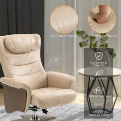 HOMCOM Sillón De Salón Con Otomana Reposapiés Tapizado En Microfibra Sillón Relax Reclinable Hasta 135° Y Giratorio 360° Con Respaldo Ajustable Para Salón Oficina 78x83x103 Cm Beige -Conforama Tienda de ventas a4f7637d4d8809d9ac8b3c3e8c7ef702b3e46d87 405ab16e659a42fd80edc9ef45a82677