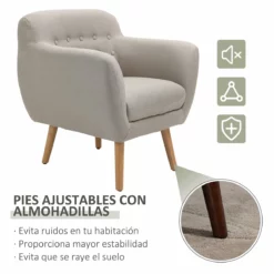 HOMCOM Butaca Moderna Con Patas De Madera Sillón Individual Estilo Nórdico Acolchado Para Salón Dormitorio 71x62x78 Cm Beige 13 HOMCOM Butaca Moderna Con Patas De Madera Sillón Individual Estilo Nórdico Acolchado Para Salón Dormitorio 71x62x78 Cm Beige -Conforama Tienda de ventas a51d470e10633d67e9d2f52b3b68201a4bb0e5bd 4e6f9dfac84041d6a4173066b7bd29ce