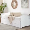Cama Con Somier De Madera De Caucho Blanca 90/180 X 200 Cm CAHORS