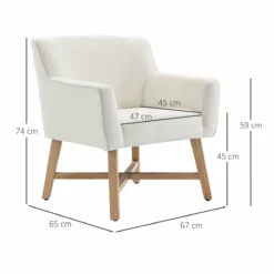HOMCOM Butaca De Salón Tapizada En Terciopelo Sillón Relax Moderno Con Asiento Reposabrazos Acolchados Patas De Madera Y Base Cruzada Para Dormitorio 67x65x74 Cm Blanco -Conforama Tienda de ventas a7b1df03cc69635416913cdb16860acf03787f18 f9508c54795b4f018d3a230dd1da077a
