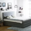 Cama Con Somier De Poliéster Gris Claro 180 X 200 Cm VALBONNE