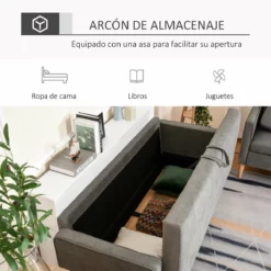 HOMCOM Sofá De 3 Plazas Acolchado Con 3 Cojines Y Reposabrazos Espacio De Almacenaje Estilo Moderno Para Salón Dormitorio 166,5x62x82 Cm Gris -Conforama Tienda de ventas a9fef8eb9938267390242dfddf6d64d73904e779 44c387ea14c54277bb2d7cc0c899d618