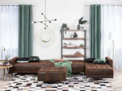 Sofá Cama Esquinero 5 Plazas En Piel Sintética Marrón Con Reposapiés Izquierdo ABERDEEN -Conforama Tienda de ventas abb729af04adb1193b8d1f62ceceb4208a209318 d115f8ab22d1465fbee9e69e62d1f392