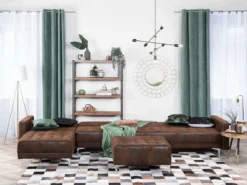 Sofá Cama Esquinero 5 Plazas En Piel Sintética Marrón Con Reposapiés Derecho ABERDEEN -Conforama Tienda de ventas ade26a7f4c01c3e7a5417ebebcd908ce97454c1d 8e1bc92f12604814ad01ca899f2769d5