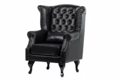 Sillón Pu Patas De Madera Negro Adda Home 70x76x106 Cm