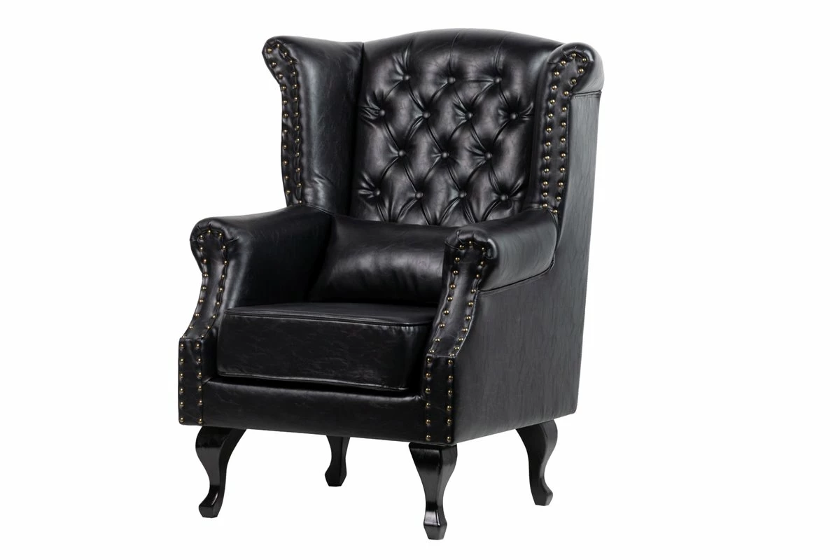 Sillón Pu Patas De Madera Negro Adda Home 70x76x106 Cm 1 Sillón Pu Patas De Madera Negro Adda Home 70x76x106 Cm