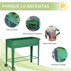 Outsunny Huerto Urbano Jardinera Elevada De Metal Cama De Jardín Con Ruedas Asa Lateral Y Estante Inferior Para Cultivo Plantas Hortalizas Flores 104x39x80 Cm Verde -Conforama Tienda de ventas afe96f98f088c6e1278bf1ba8f45a22f8844e0df 172eb9b284db44809064b194dbe6c9a8