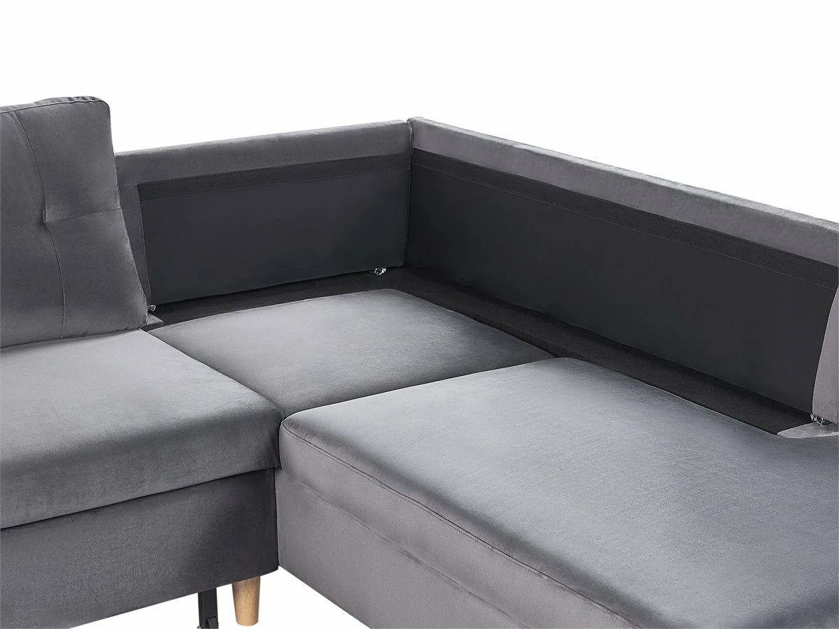 Sofá Cama 4 Plazas De Terciopelo Gris LERUM 10 Sofá Cama 4 Plazas De Terciopelo Gris LERUM - Imagen 10