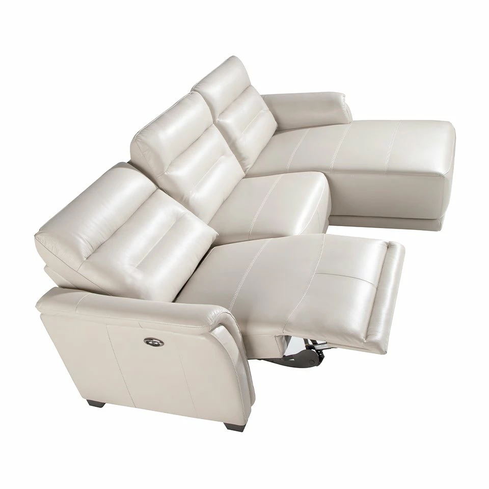 Sofá Chaise Longue (R) Tapizado En Piel De Origen Vacuno Color Gris Taupe Con Mecanismo Relax Eléctrico En Un Asiento. Patas De PVC Efecto Wengué. 3 Sofá Chaise Longue (R) Tapizado En Piel De Origen Vacuno Color Gris Taupe Con Mecanismo Relax Eléctrico En Un Asiento. Patas De PVC Efecto Wengué. - Imagen 3