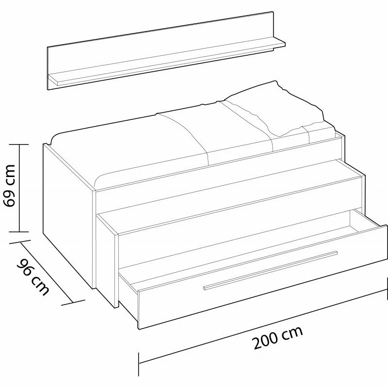 Cama Nido Juvenil Con Estante Wic Blanco Alpes Y Azul 66x200X96 Cm 5 Cama Nido Juvenil Con Estante Wic Blanco Alpes Y Azul 66x200X96 Cm - Imagen 5