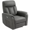 HOMCOM Sillón Reclinable Eléctrico Tapizado En Tejido Técnico Sillón Relax De Salón Con Reclinación 155° Reposapiés Y 2 Bolsillos Laterales 95x90x105 Cm Gris Oscuro