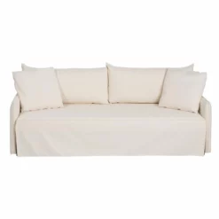Sofá Cama 200 X 94 X 86 Cm Tejido Sintético Crema