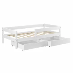 Cama Para Niños Borgarnes Con 2 Cajones, Somier Y Protección Contra Caídas - Pino 90 X 200 Cm - Blanco [en.casa] -Conforama Tienda de ventas b6f323945aec7c8d3ac651282723dc863852360c a80efd32c59c4092bce694d3d570dda0