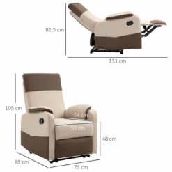 HOMCOM Sillón Relax Reclinable Manual Hasta 145° Tapizado En Poliéster Con Reposapiés Retráctil Carga 120 Kg Para Salón Oficina Dormitorio 75x89x105 Cm Marrón Y Gris -Conforama Tienda de ventas b705a6add8fb984a08bd3730dd3088f9834abe94 cdd9daf33a304c399eae71a7d6f9de4d