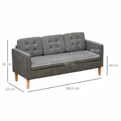 HOMCOM Sofá De 3 Plazas Acolchado Con 3 Cojines Y Reposabrazos Espacio De Almacenaje Estilo Moderno Para Salón Dormitorio 166,5x62x82 Cm Gris -Conforama Tienda de ventas b8eb8b8347d5a7310b0497999a83502d79834224 1fa22166c6094407879c17b7e894502a
