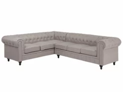 Sofá Esquinero Tapizado Beige Derecho CHESTERFIELD