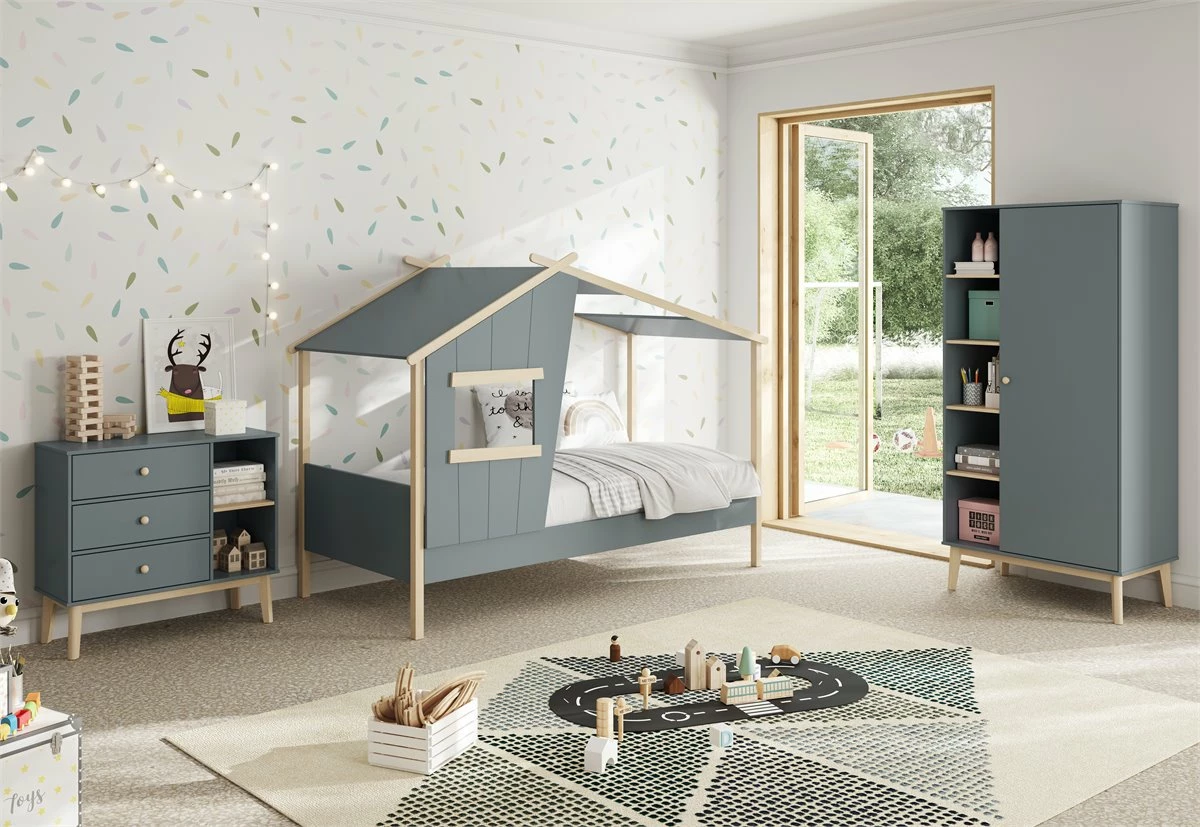 Cama Cabaña Con Ventana 90 X 190 Cm NUBA 1 Cama Cabaña Con Ventana 90 X 190 Cm NUBA