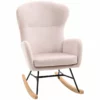 HOMCOM Silla Mecedora Tapizada En Terciopelo Sillón Balancín Relax Con Asiento Acolchado Reposabrazos Y Pies De Madera De Haya Para Salón Dormitorio 65x87x102 Cm Rosa