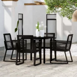 Juego De Comedor De Jardín 5 Piezas Negro VidaXL