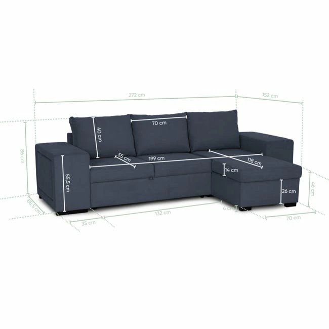 BUDWING Juan - Sofá Convertible Rinconera Reversible - Almacenamiento, Puf Y Estantería - Azul - 3 Plazas - Estilo Contemporáneo 4 BUDWING Juan - Sofá Convertible Rinconera Reversible - Almacenamiento, Puf Y Estantería - Azul - 3 Plazas - Estilo Contemporáneo - Imagen 4